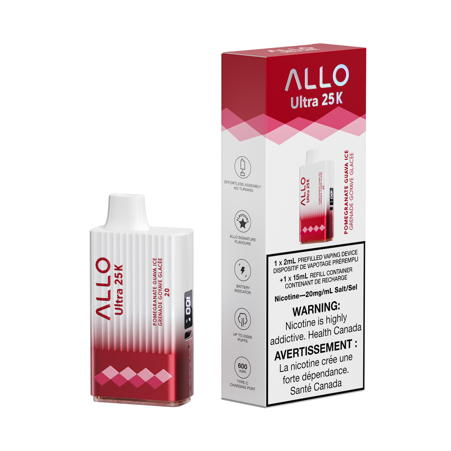 Allo Ultra 25K – POMEGRANATE GUAVA ICE