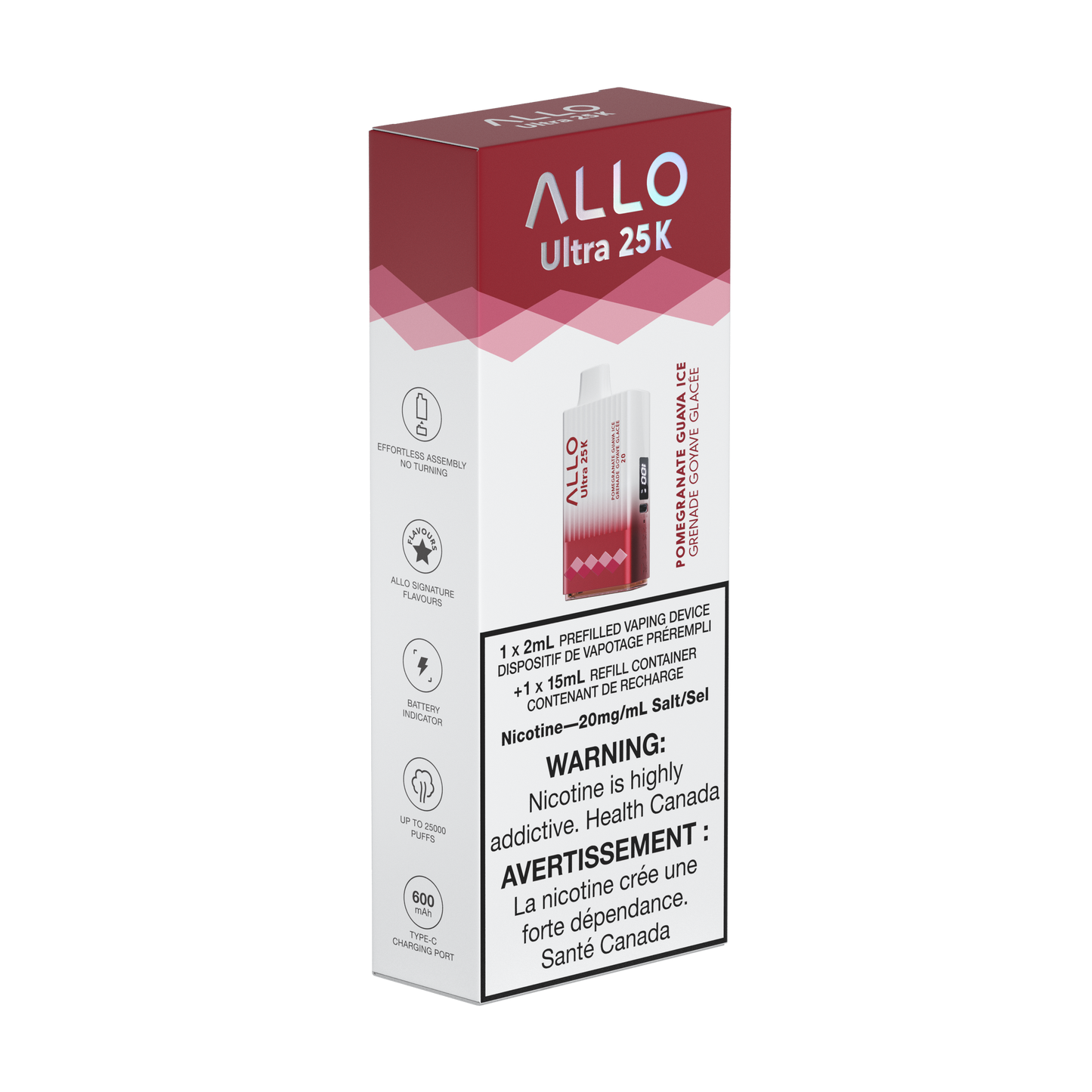 Allo Ultra 25K – POMEGRANATE GUAVA ICE
