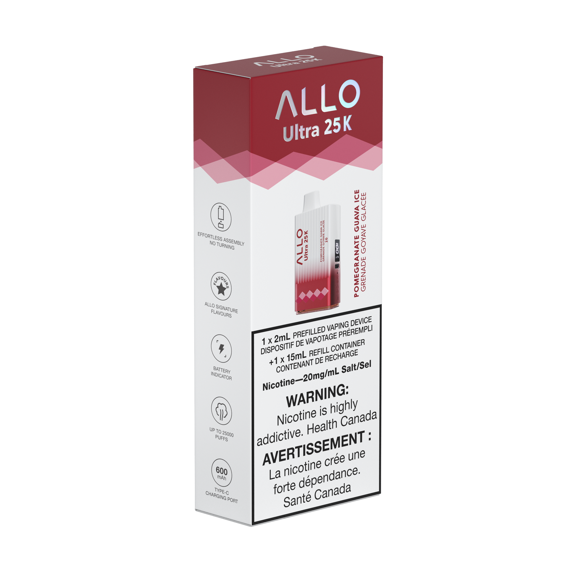 Allo Ultra 25K – POMEGRANATE GUAVA ICE